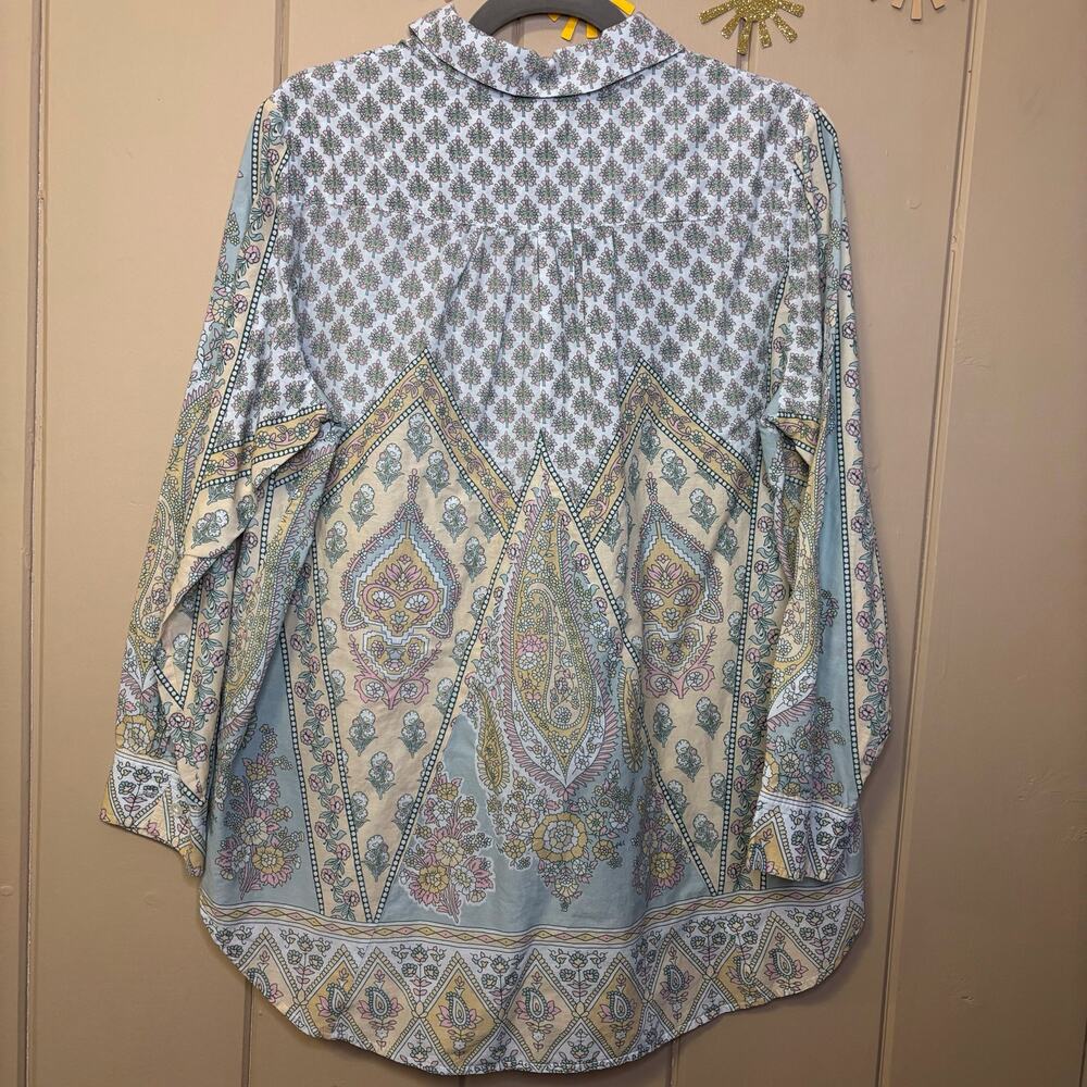 Soft Surroundings Tabitha Paisley Boho tunic pop over long sleeve top size Large - Picture 4 of 4